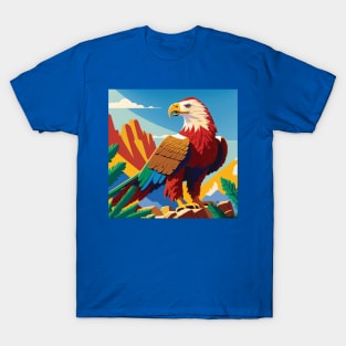 Bald Eagle in the mountains. Colour block T-Shirt